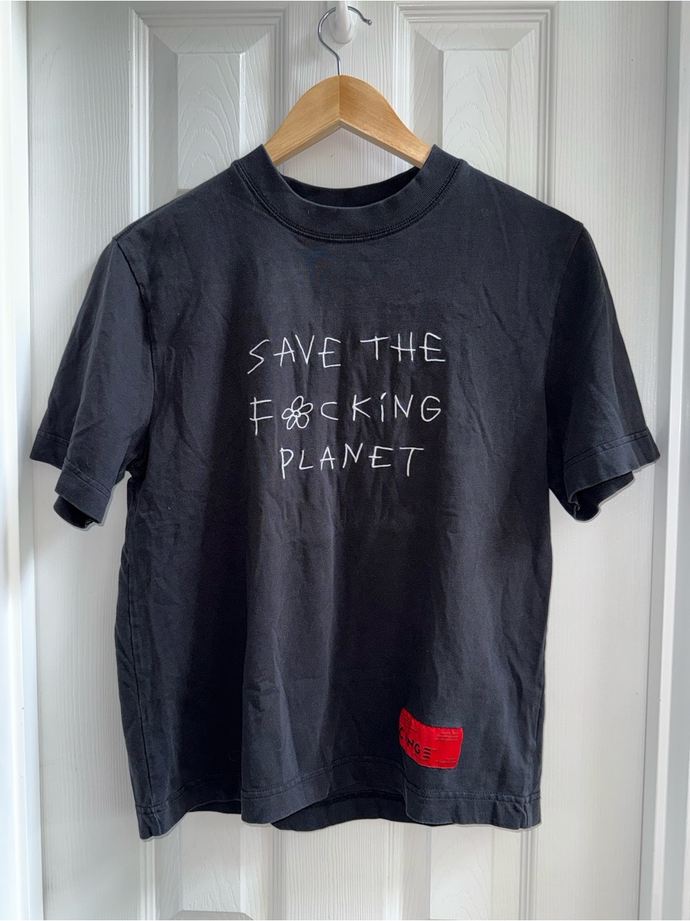 CHNGE Black graphic Save The * Planet Front Design S Short Sleeve t-shirt Casual